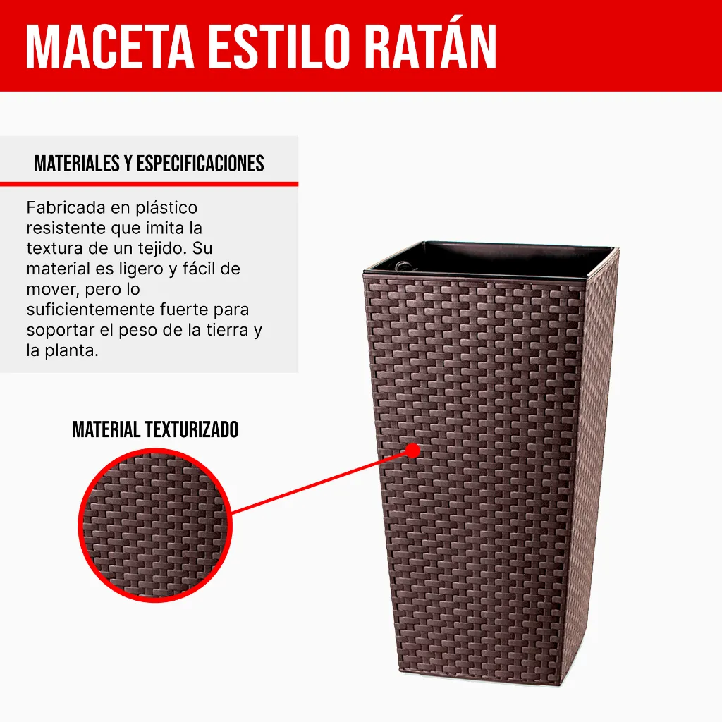 2. MCX085000 MACETA CUADRADA ESTILO RATÁN 25X25X46 - MARRON MORO.webp