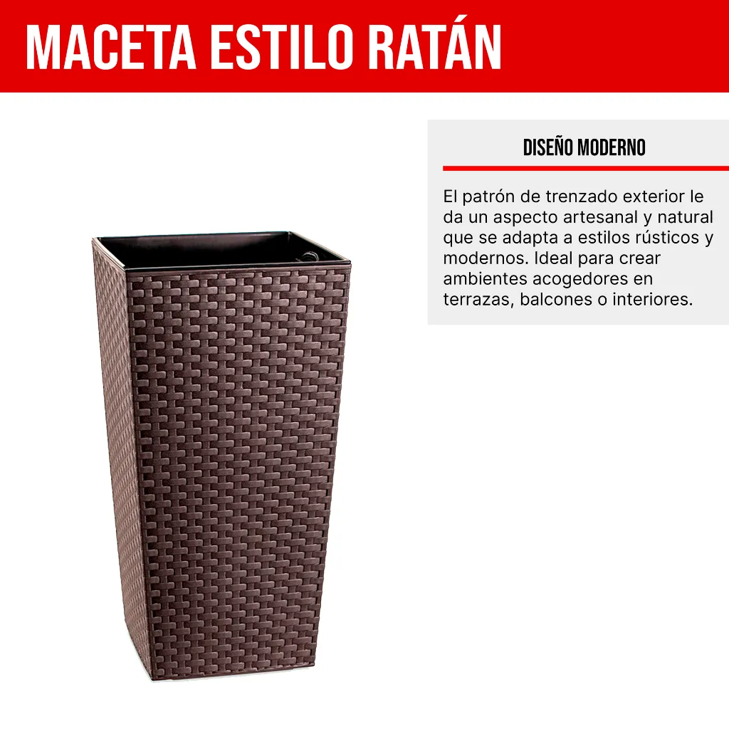 3. MCX085000 MACETA CUADRADA ESTILO RATÁN 25X25X46 - MARRON MORO.webp