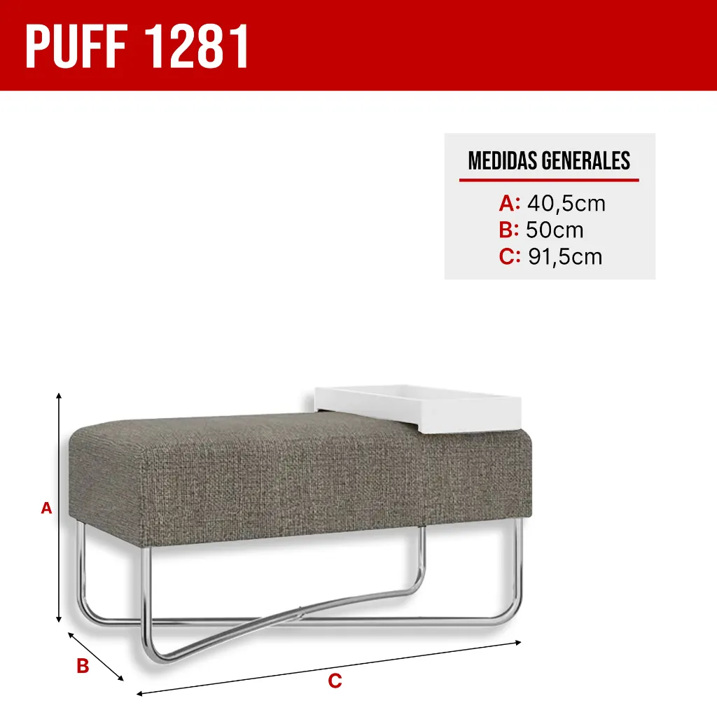 4. 1281 PUFF GRANDE BANDEJA BLANCO MOCCA CROMADO.webp