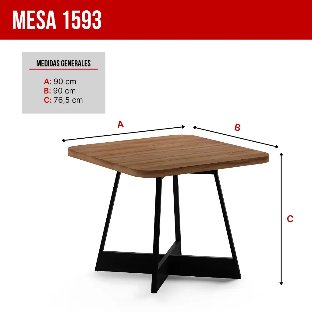 3. 1593 MESA CUADRADA TAPA NOGAL BASE NEGRA.webp