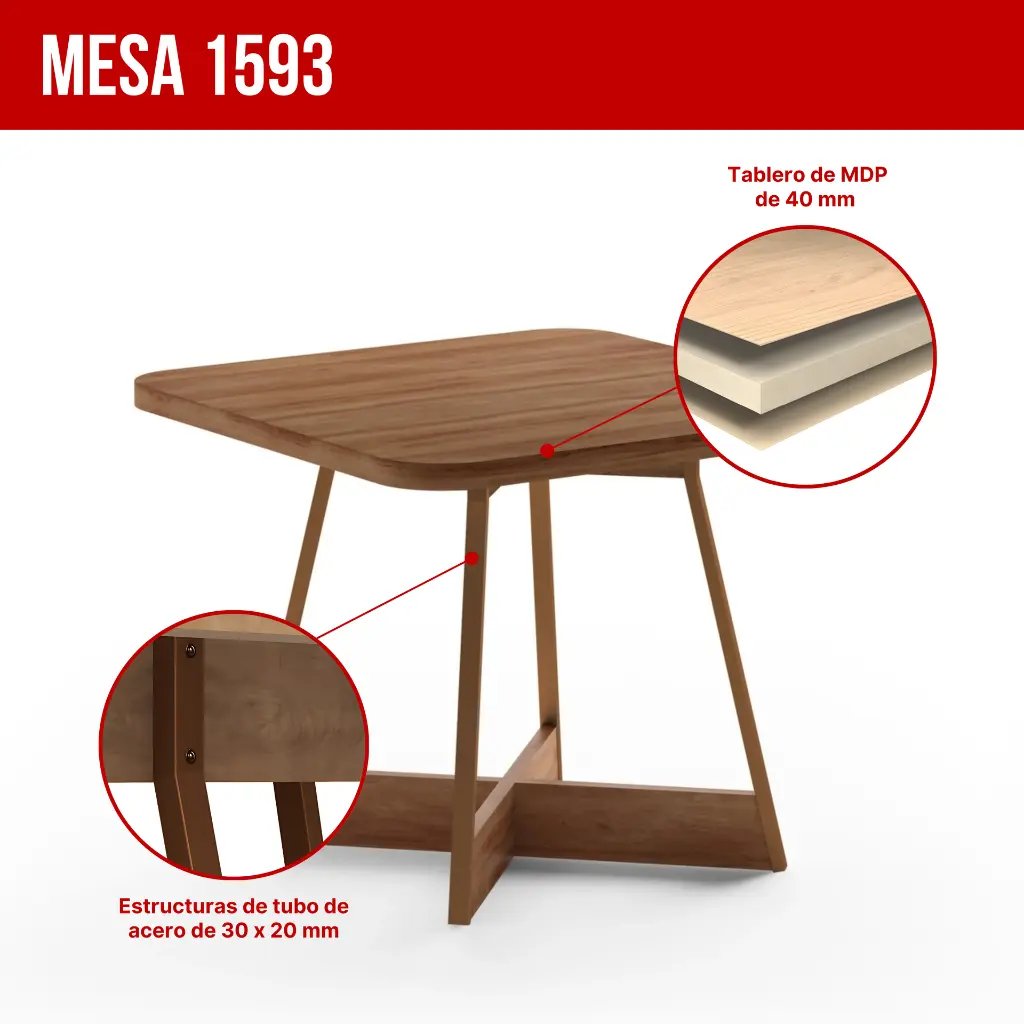 2. 1593 MESA CUADRADA TAPA NOGAL BASE FREIJO ROSE.webp