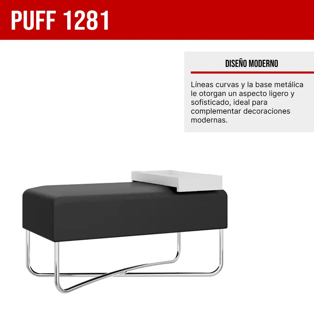 3. 1281 PUFF GRANDE BANDEJA BLANCO NEGRO CROMADO.webp