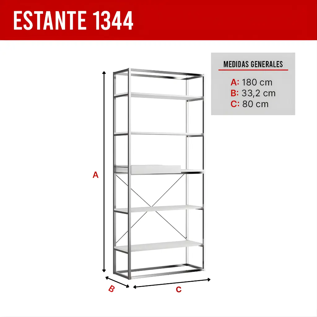 3. 1344 ESTANTE CON 5 REPIZAS Y BANDEJA BLANCO MATE CROMADO.webp