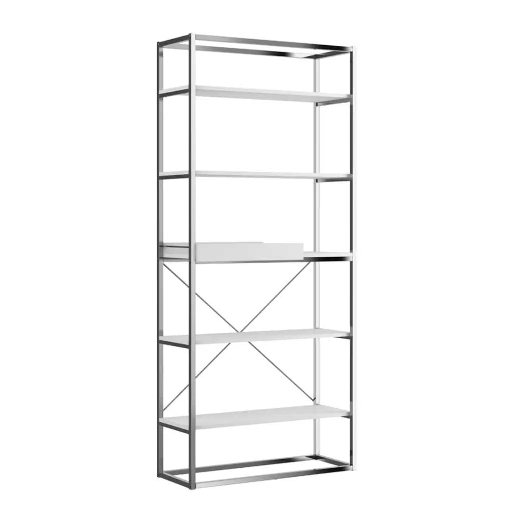 8. 1344 ESTANTE CON 5 REPIZAS Y BANDEJA BLANCO MATE CROMADO.webp