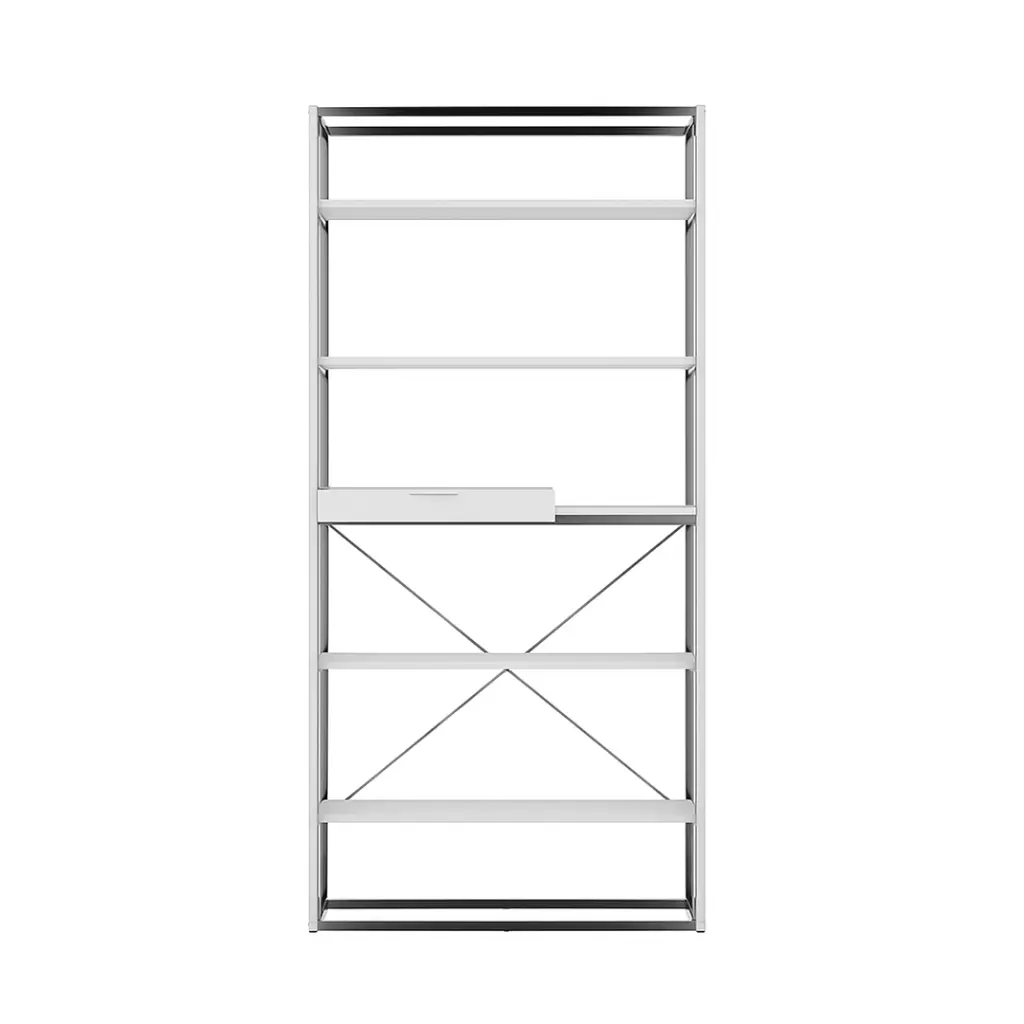 9. 1344 ESTANTE CON 5 REPIZAS Y BANDEJA BLANCO MATE CROMADO.webp