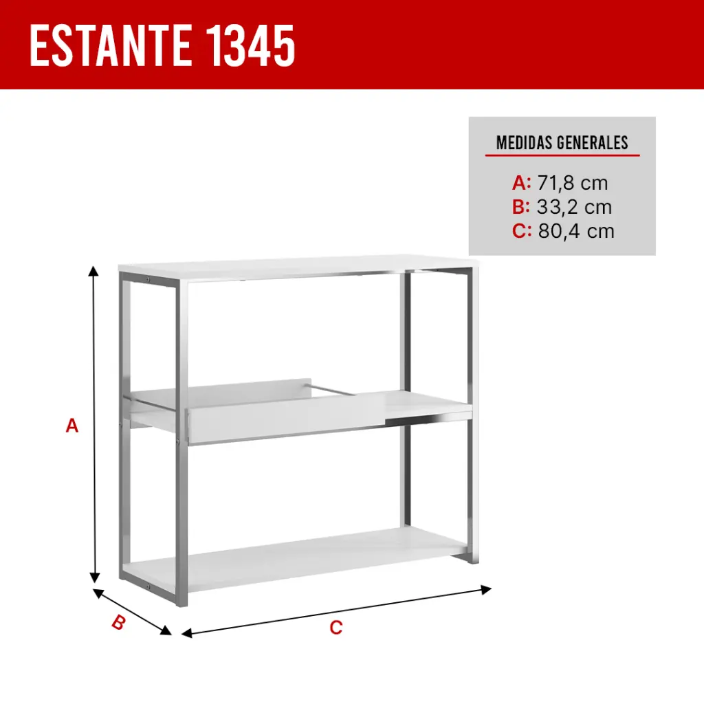 4. 1345 ESTANTE CON 3 REPIZAS Y BANDEJA BLANCO CROMADO.webp