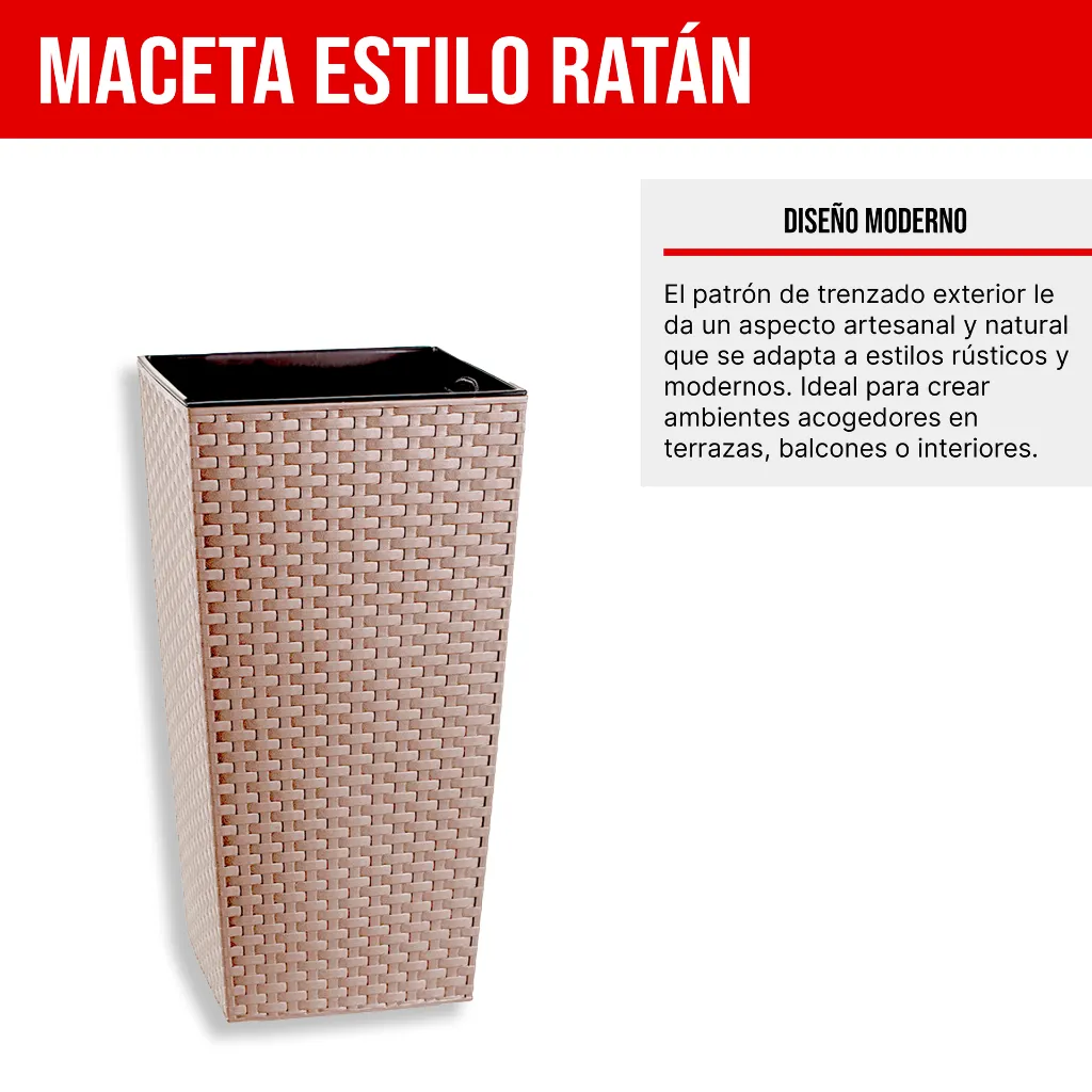 3. MCX085000 MACETA CUADRADA ESTILO RATÁN 25X25X46 - MARRON CAP..webp