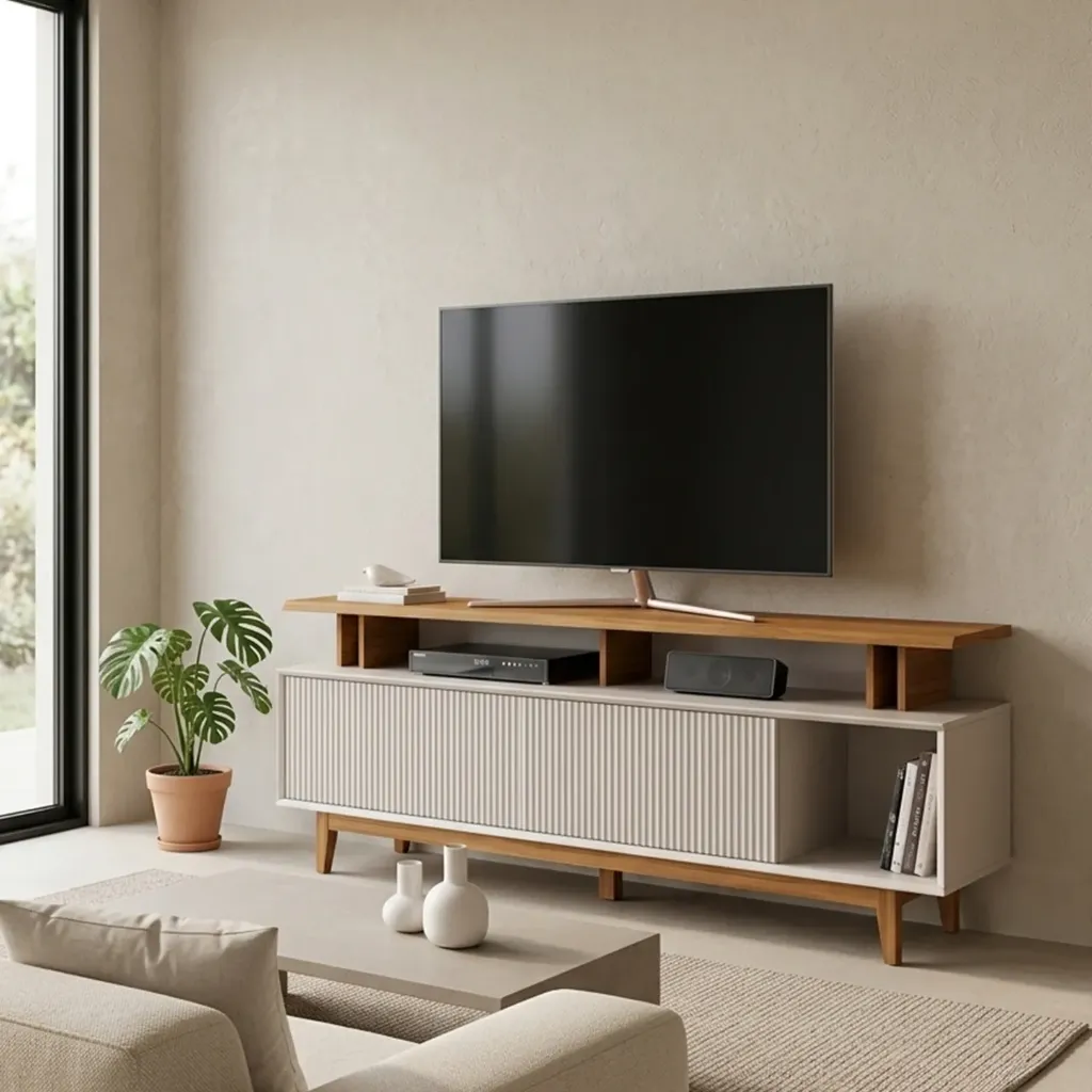 [NT1385 RACK - 275 OFF WHITE TX/FREIJO TREND] Rack para TV Vetra Off White - Freijo Trend