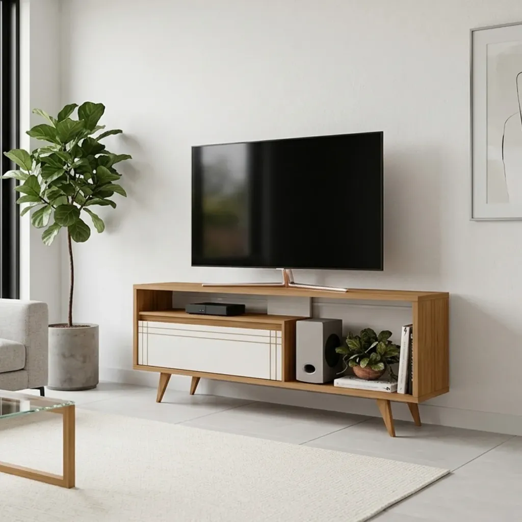 [NT1315 RACK - 241 FREIJO TREND/ OFF WHITE TX] Rack para TV Áureo Freijo Trend - Off White