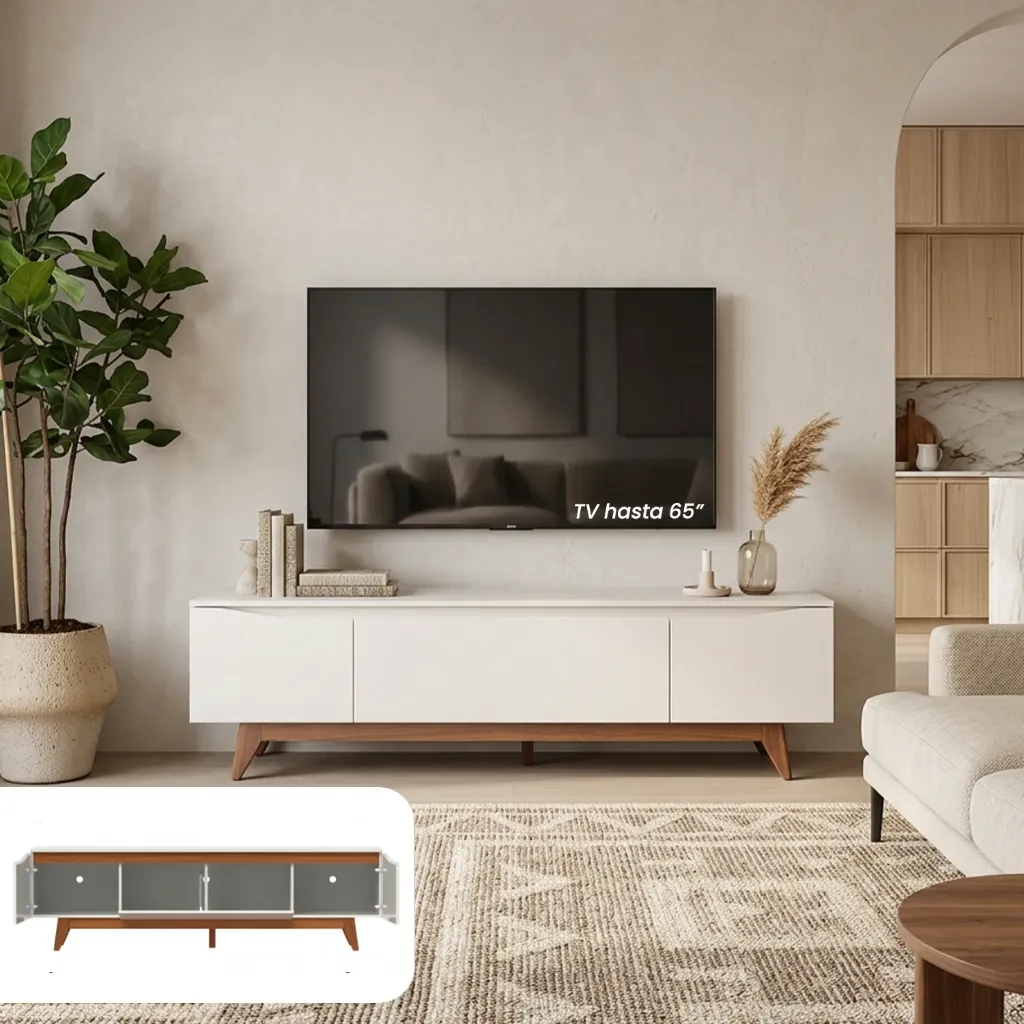 PA224656 RACK FLYNT 180CM OFF-WHITE MATE/NATURAL