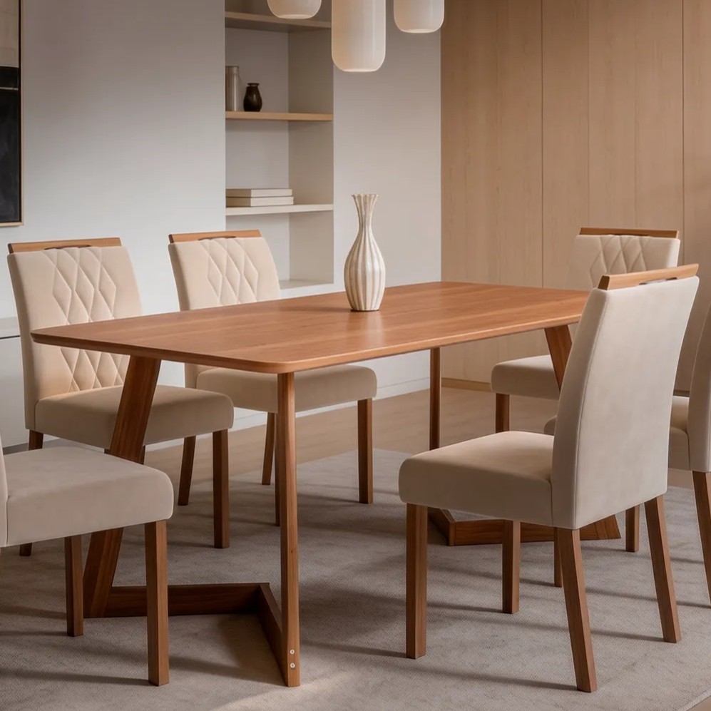 Mesa Caju recta 180cm sin Vidrio | Madera - Cinamomo