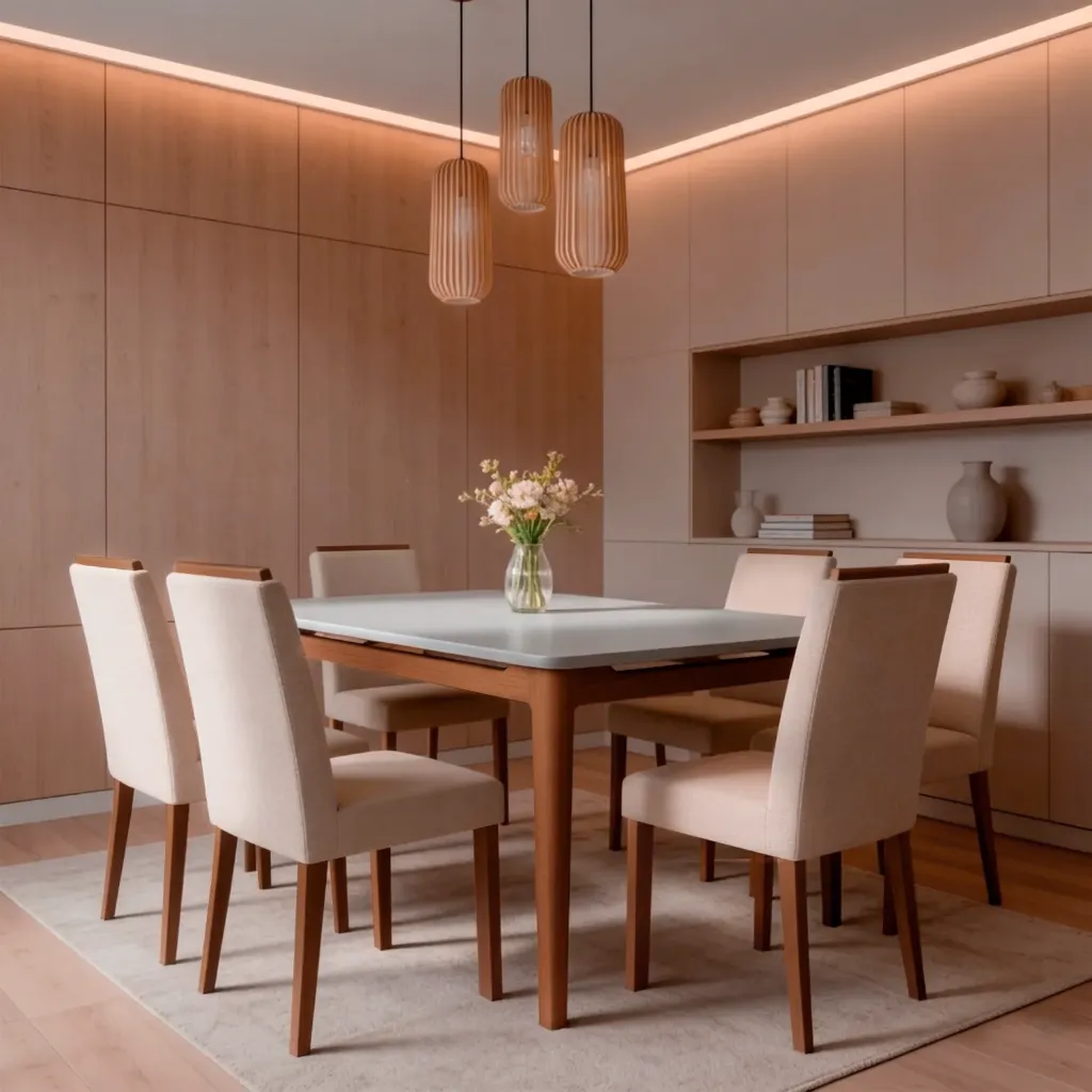 Mesa Baoba recta 180cm con Vidrio | Madera - Off White