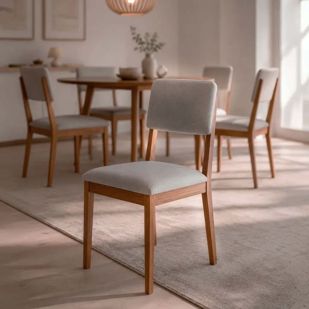 Silla Sabia | Madera - Lino Cinza
