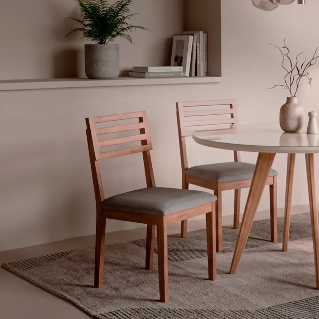 Silla Juparana | Madera - Lino Cinza