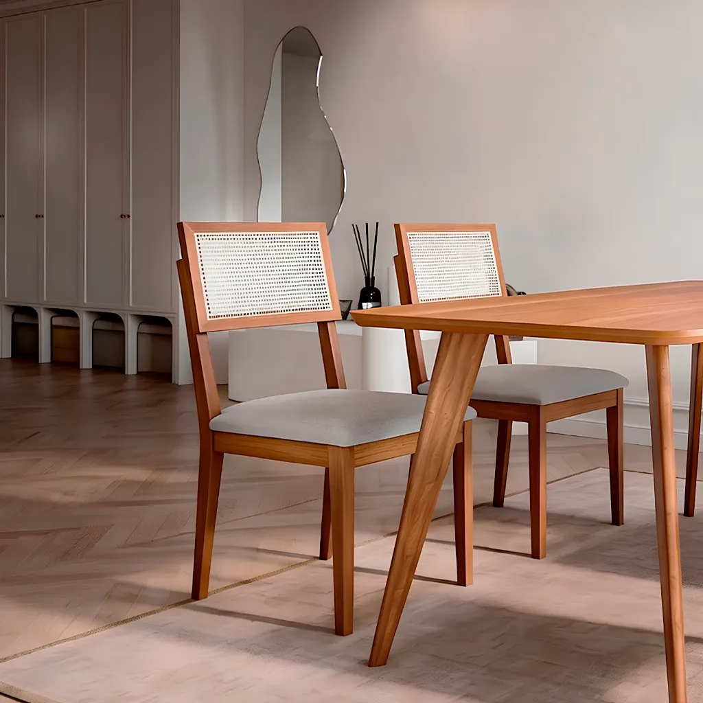 [22155677 SILLA PALMAS ORNAE II - MADERA/LINHO CINZA] Silla Palmas | Madera - Lino Cinza