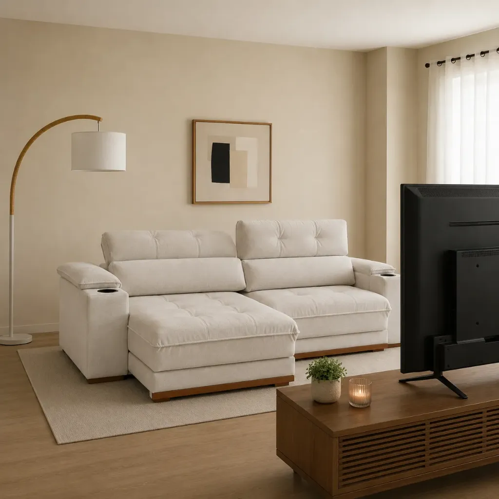 [251997 SOFA RETRATIL RECLINAVEL BELLUS 3 ASIENTOS - 3.10 M - BERLIN LISO BEGE CLARO] SOFA RETRACTIL BELLUS 3P - BEIGE CLARO DE 3.10 M