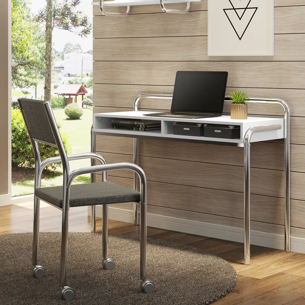 [ESCRITORIO 1280 BLANCO CROMADO] ESCRITORIO 1280 BLANCO CROMADO