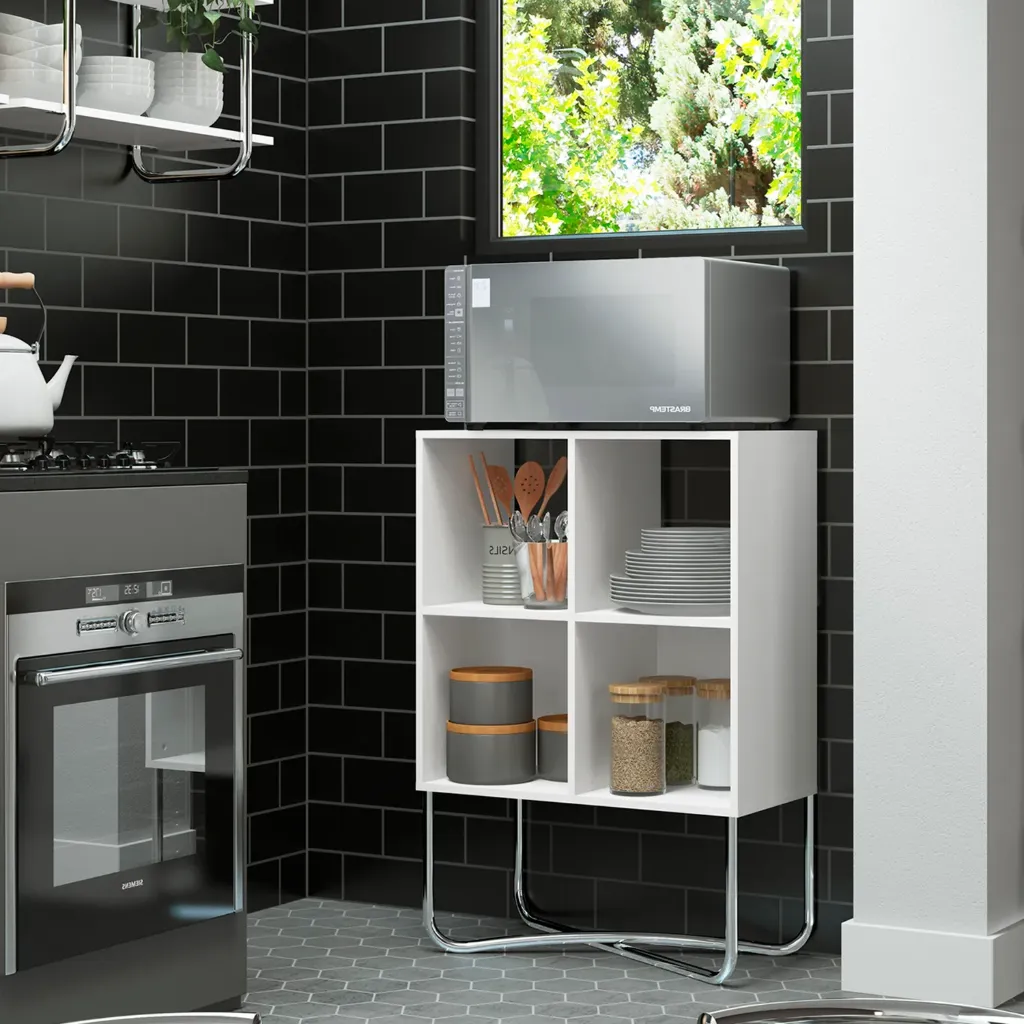 [ESTANTE BAJO 1279 BLANCO CROMADO] ESTANTE BAJO 1279 BLANCO CROMADO