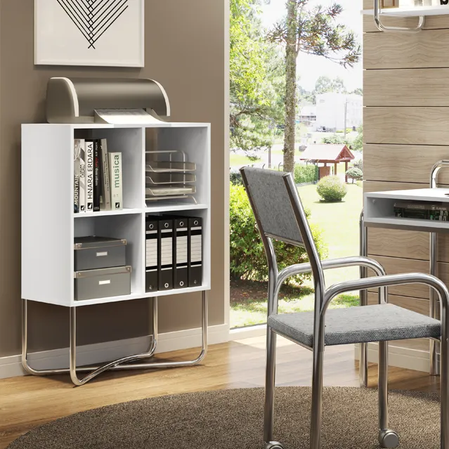 [ESTANTE BAJO 1279 BLANCO CROMADO] ESTANTE BAJO 1279 BLANCO CROMADO