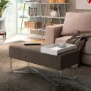 PUFF GRANDE 1281 C/BANDEJA BLANCO MOCCA CROMADO