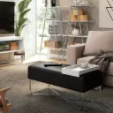 PUFF GRANDE 1281 C/BANDEJA BLANCO NEGRO CROMADO