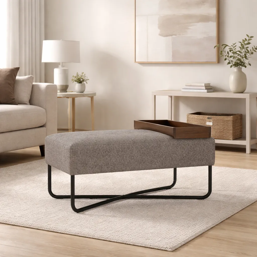 [PUFF GRANDE 1281 C/BANDEJA LEGNO MOCCA NEGRO] PUFF GRANDE 1281 C/BANDEJA LEGNO MOCCA NEGRO