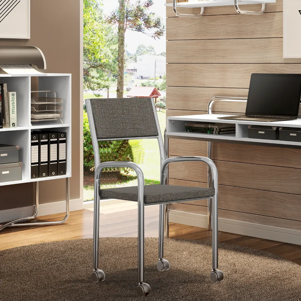 [SILLA 1731 C/RUEDAS DE ACERO CROMADO ASIENTO MOCCA] SILLA 1731 C/RUEDAS DE ACERO CROMADO ASIENTO MOCCA