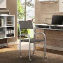 SILLA 1731 C/RUEDAS DE ACERO CROMADO ASIENTO MOCCA