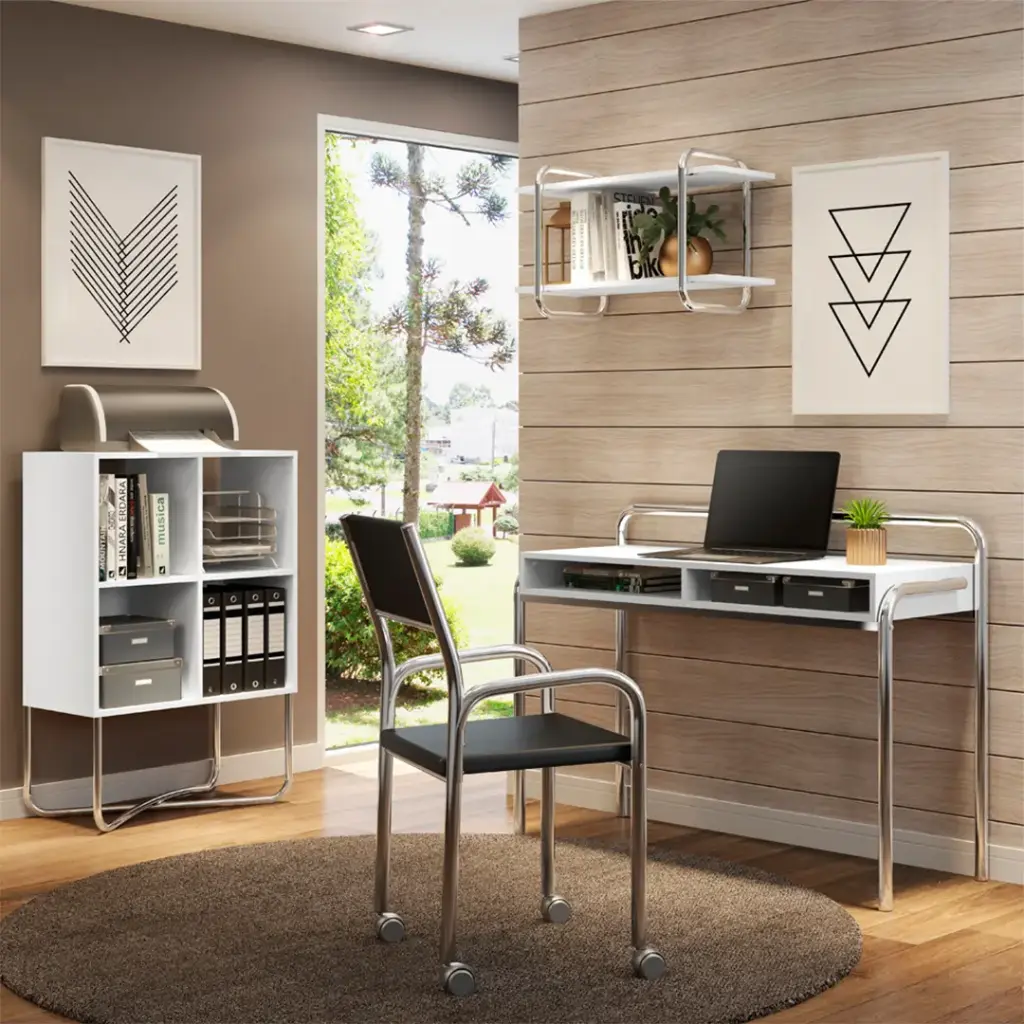 SILLA 1731 C/RUEDAS DE ACERO CROMADO ASIENTO NEGRO