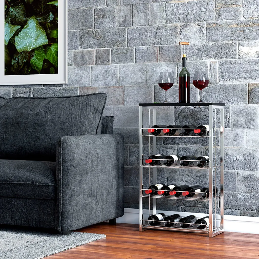 [1435 ESTANTE DE VINO/ZAPATERO NEGRO MATE CROMADO] 1435 ESTANTE DE VINO/ZAPATERO NEGRO MATE CROMADO