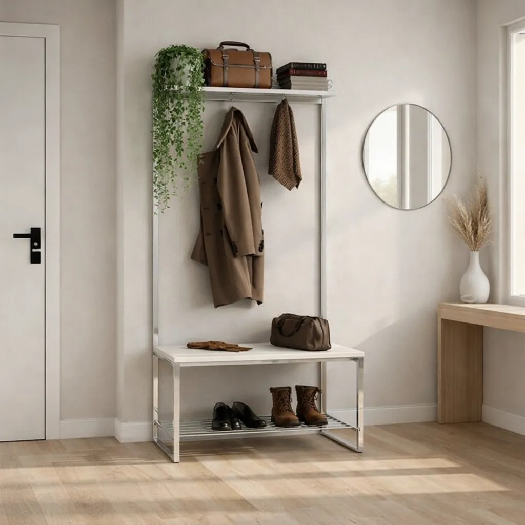 [1436 ESTANTE BLANCO MATE CROMADO] 1436 ESTANTE BLANCO MATE CROMADO