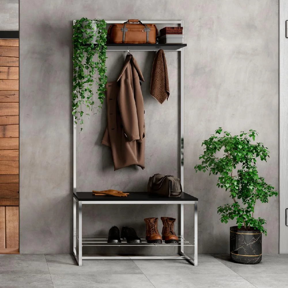 [1436 ESTANTE NEGRO MATE CROMADO] 1436 ESTANTE NEGRO MATE CROMADO