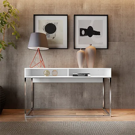 [1339 CONSOLA  BLANCO MATE CROMADO] 1339 CONSOLA BLANCO MATE CROMADO