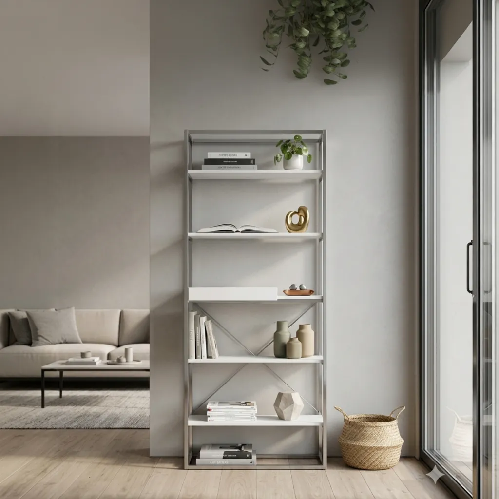 [1344 ESTANTE C/5 REPIZAS Y BANDEJA BLANCO/MATE CROMADO] 1344 ESTANTE C/5 REPIZAS Y BANDEJA BLANCO/MATE CROMADO