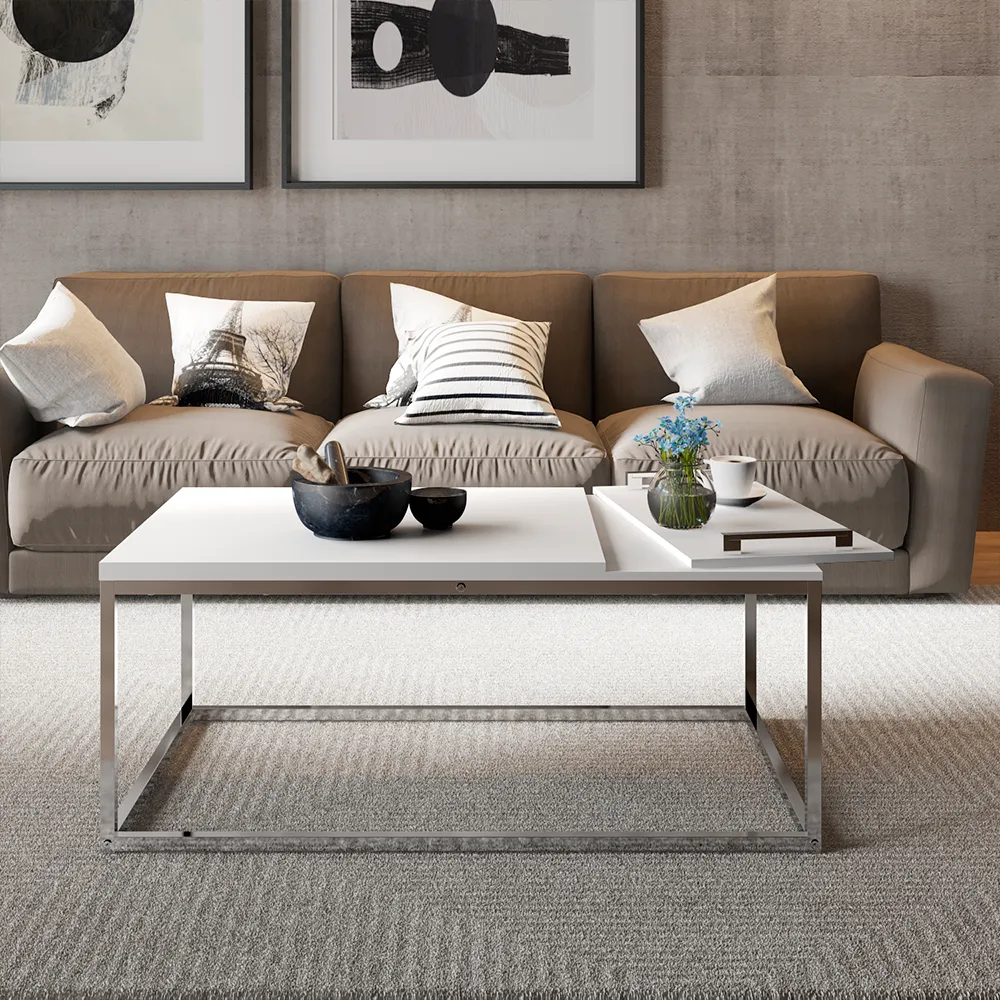 [1346 MESA CENTRAL BLANCO MATE CROMADO] 1346 MESA CENTRAL BLANCO MATE CROMADO