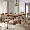 1592 MESA RECTANGULAR TAPA NOGAL BASE FREIJO/ROSE COBRE