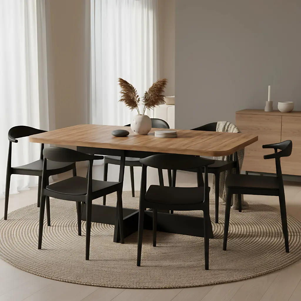 [1592 MESA RECTANGULAR TAPA NOGAL BASE NEGRA] 1592 MESA RECTANGULAR TAPA NOGAL BASE NEGRA