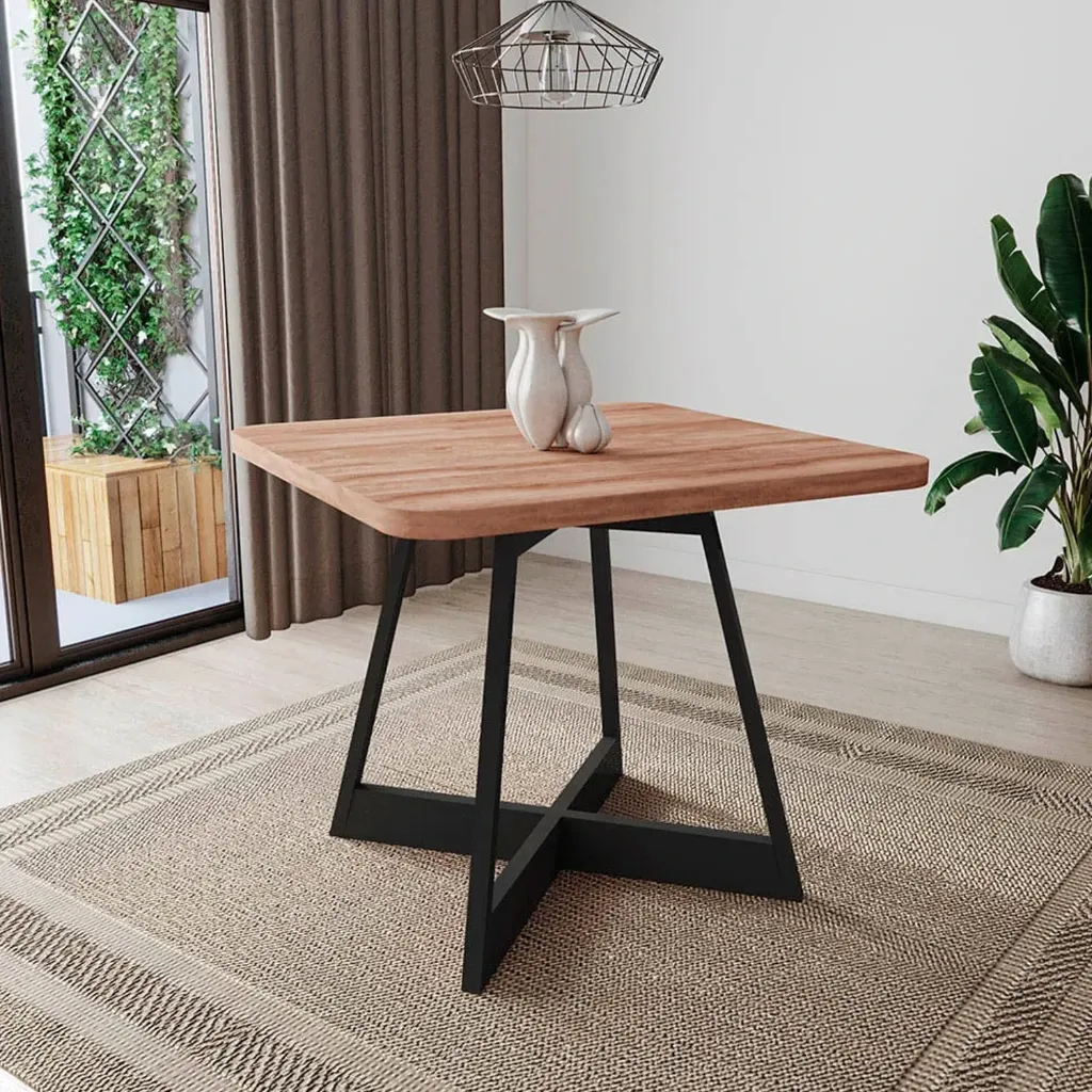 [1593 MESA CUADRADA TAPA NOGAL BASE NEGRA] Mesa Atria Quad Nogal Negro