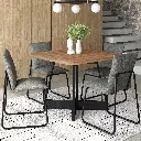 1593 MESA CUADRADA TAPA NOGAL BASE NEGRA