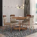 1594 MESA REDONDA TAPA NOGAL BASE FREIJO/ROSE