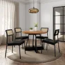 1594 MESA REDONDA TAPA NOGAL BASE NEGRA