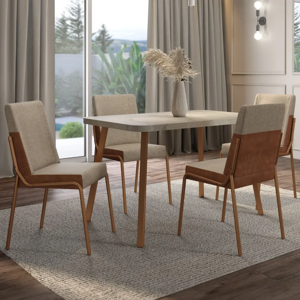 [1598 MESA STELLAR RECTANGULAR PEQUEÑA TAPA PETRA BASE ROSE] Mesa Stellar Recta Pequeña Petra Rose