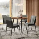 1599 MESA STELLAR REDONDA TAPA NOGAL BASE NEGRA