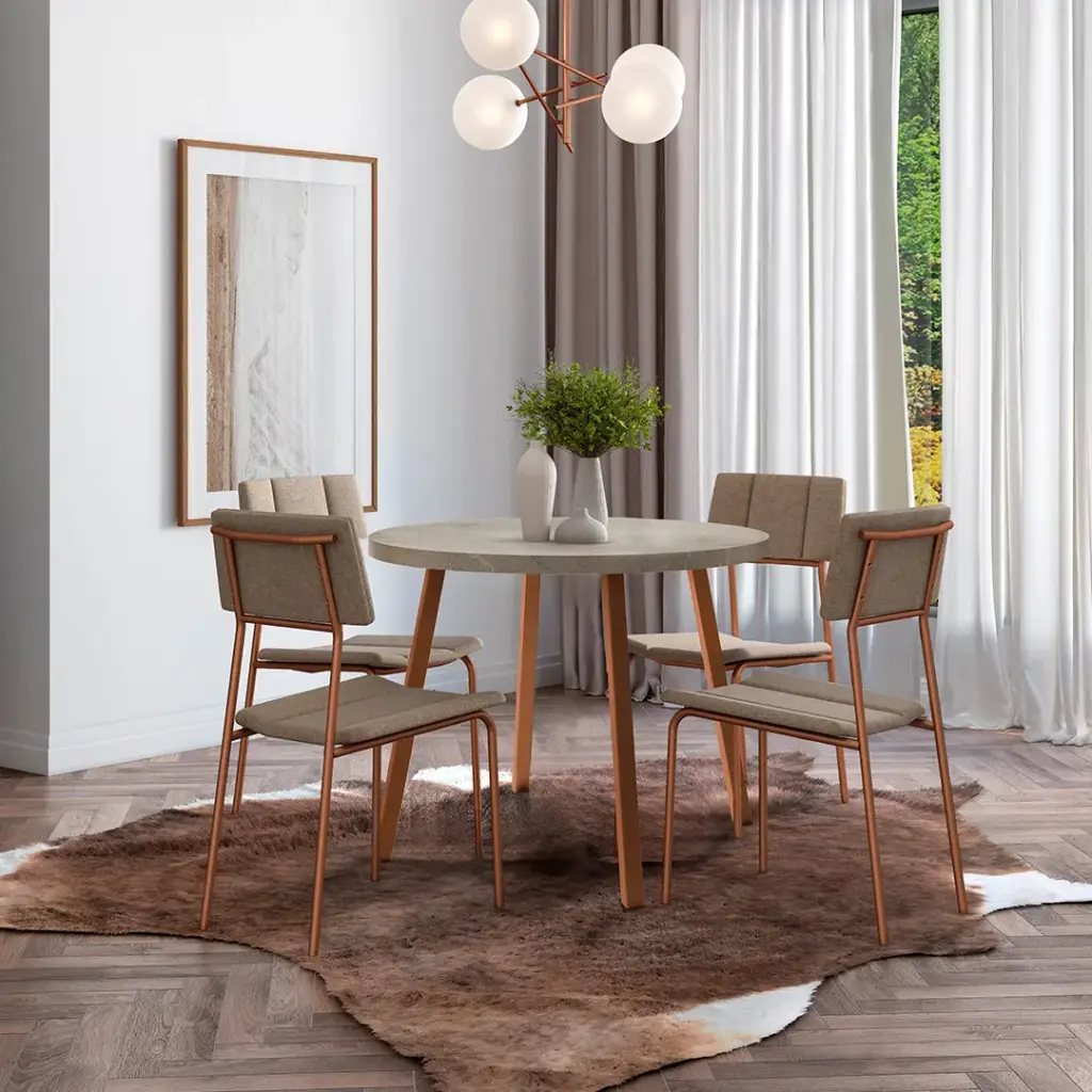 [1599 MESA STELLAR REDONDA TAPA PETRA BASE ROSE] Mesa Stellar Orbe Petra Rose