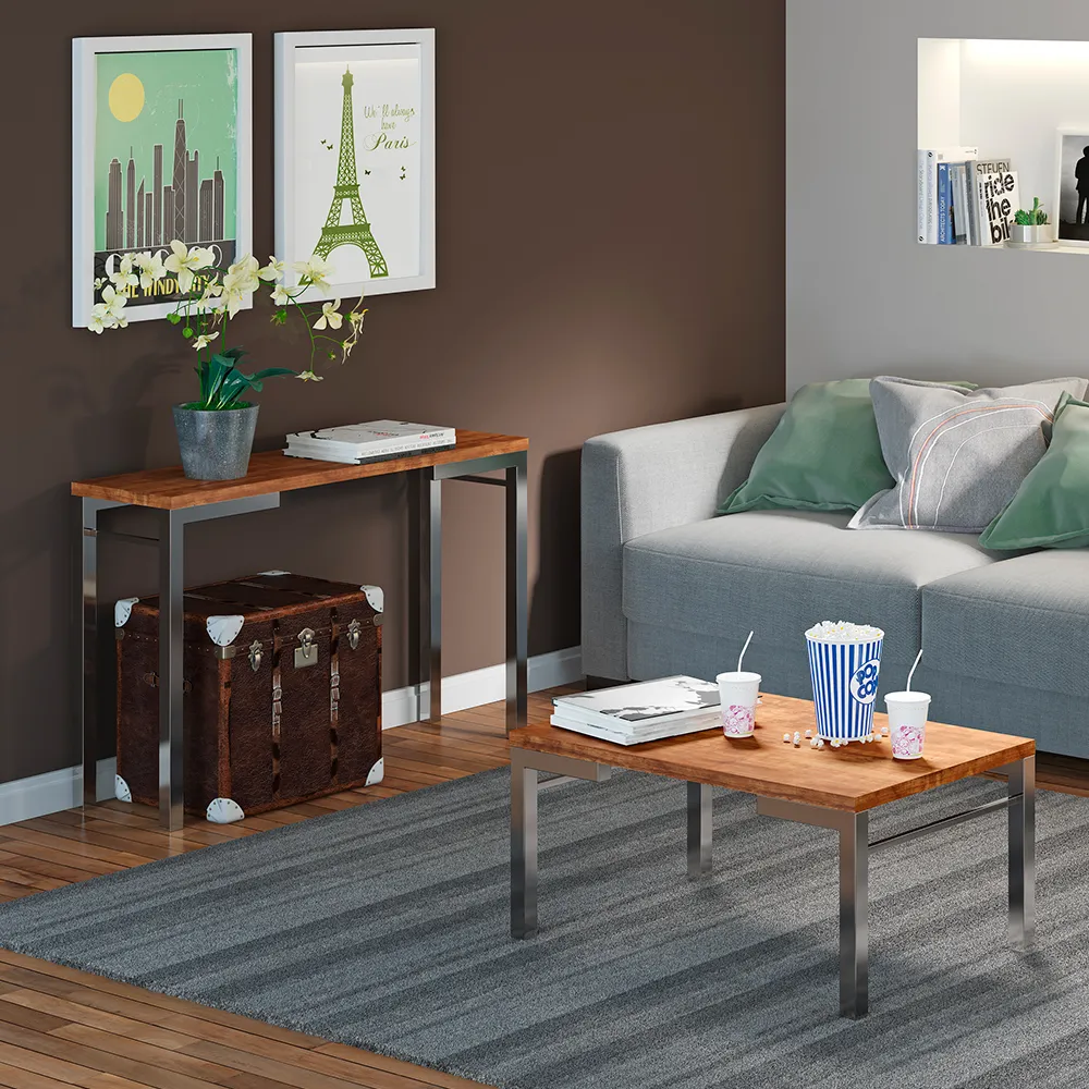 [APARADOR 1558 CROMADO CON TAPA NATURE] APARADOR 1558 CROMADO CON TAPA NATURE