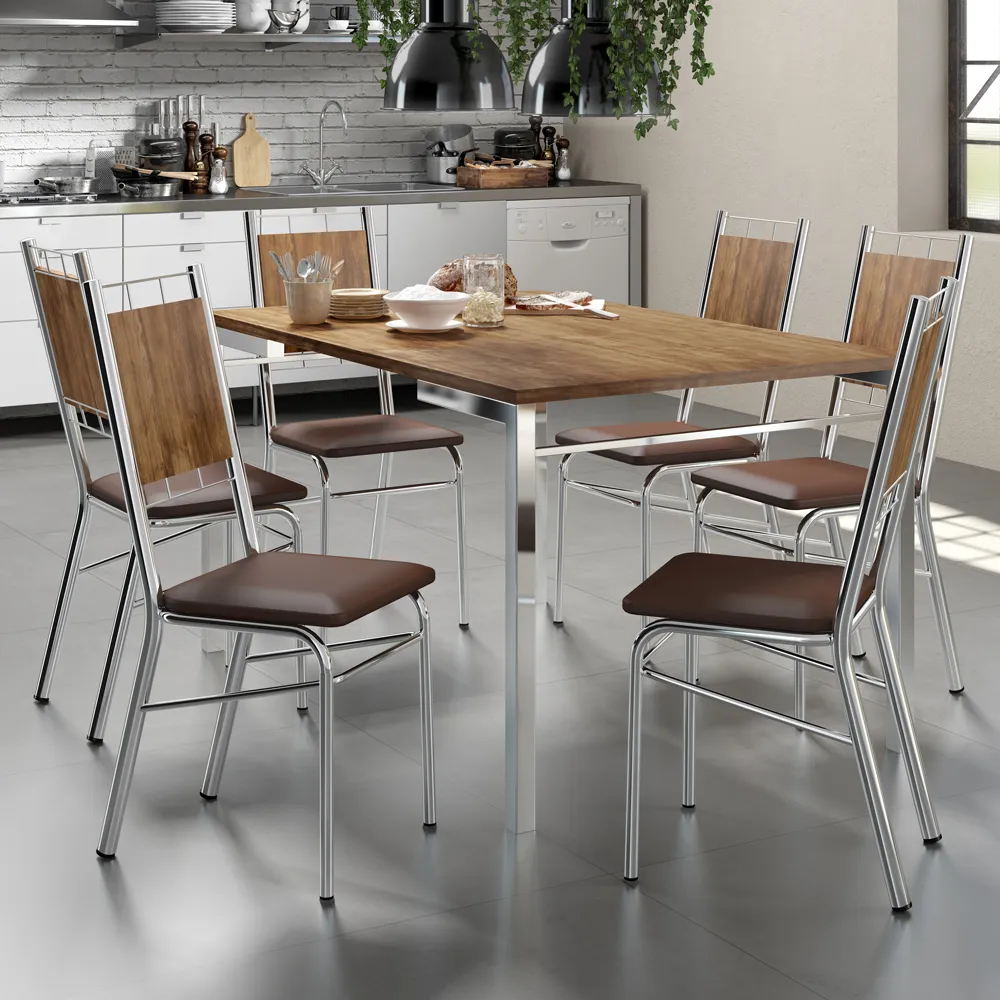 [MESA RECTANGULAR 1526 TUBO CROMADO CON TAPA NATURE] MESA RECTANGULAR 1526 TUBO CROMADO CON TAPA NATURE