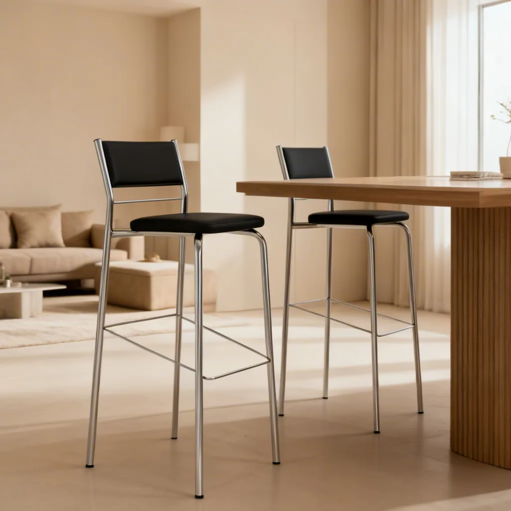 [BANQUETA ALTA 1743 ACERO CROMADO NEGRA] BANQUETA ALTA 1743 ACERO CROMADO NEGRA