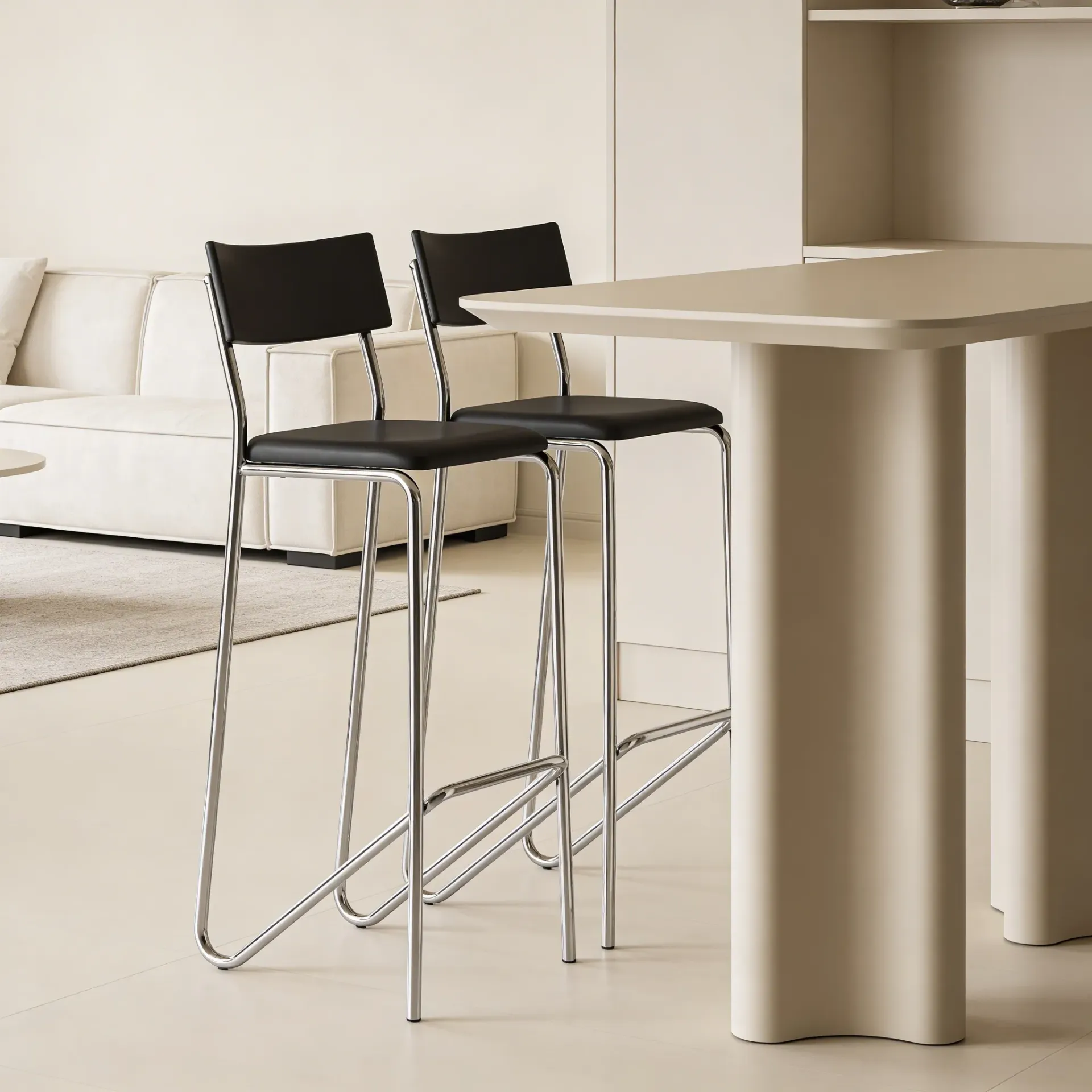 [BANQUETA ALTA 1747 ACERO CROMADO NEGRO] BANQUETA ALTA 1747 ACERO CROMADO NEGRO