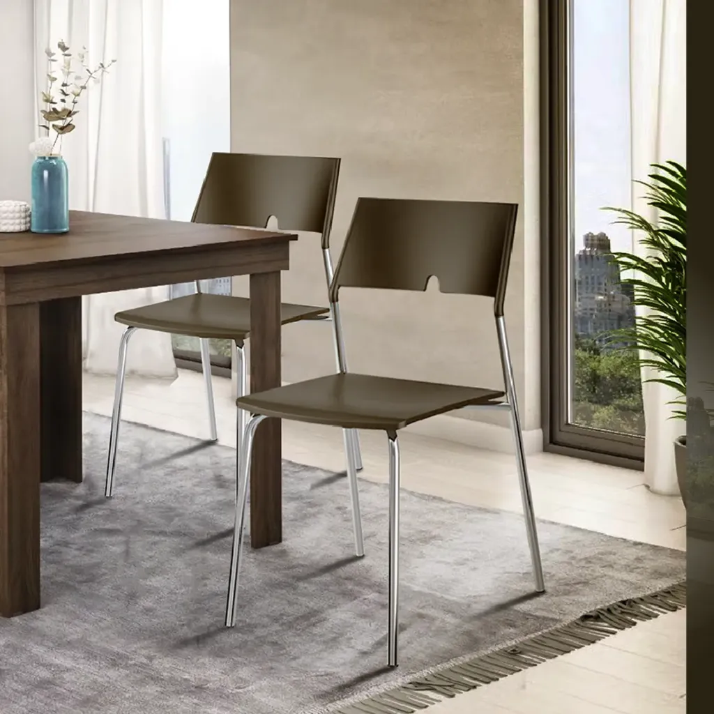 [SILLA 1711 ESPALDAR ASIENTO PLASTICO  CAFE ARMAZON CROMADO] SILLA 1711 ESPALDAR ASIENTO PLASTICO  CAFE ARMAZON CROMADO