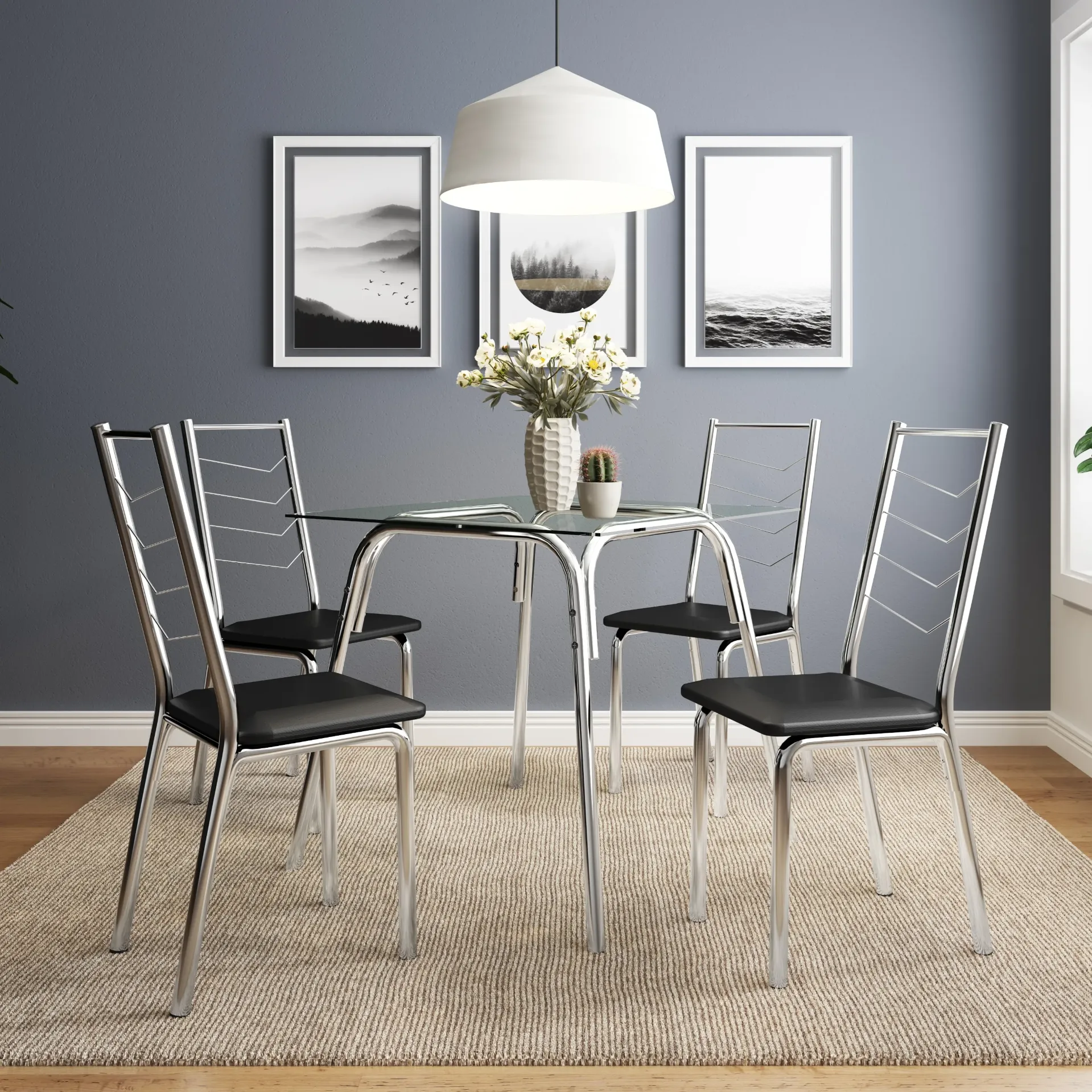 [SILLA 1725 DE ACERO CROMADO ASIENTO CUERINA NEGRA] SILLA 1725 DE ACERO CROMADO ASIENTO CUERINA NEGRA